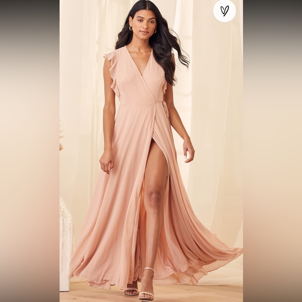 Lulus Crescendo Blush Wrap Maxi Dress XS